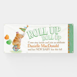 Custom baby shower circus unicycle rhino banner