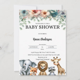 Custom Baby Shower Invitations   Cute Animal Theme