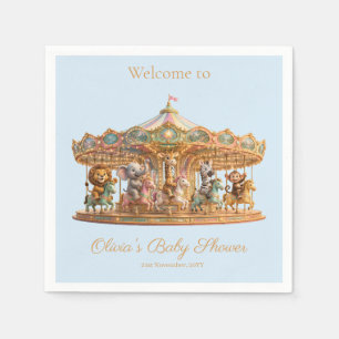 Custom Baby Shower Jungle Merry Go Round Napkin