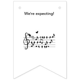 Custom Baby Shower Music Bird Notes Keepsake Bunting