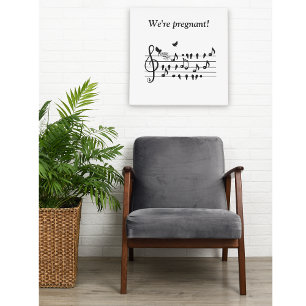 Custom Baby Shower Music Bird Notes Keepsake Canvas Print
