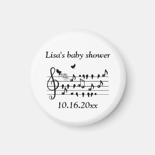 Custom Baby Shower Music Bird Notes Keepsake  Magnet