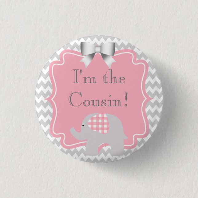 Custom Baby Shower Party I'm the Cousin Button (Front)