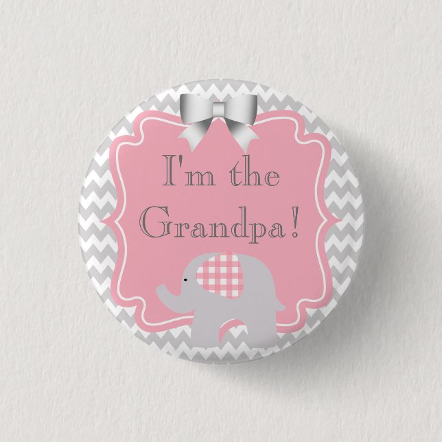 Custom Baby Shower Party I'm the Grandpa Button (Front)