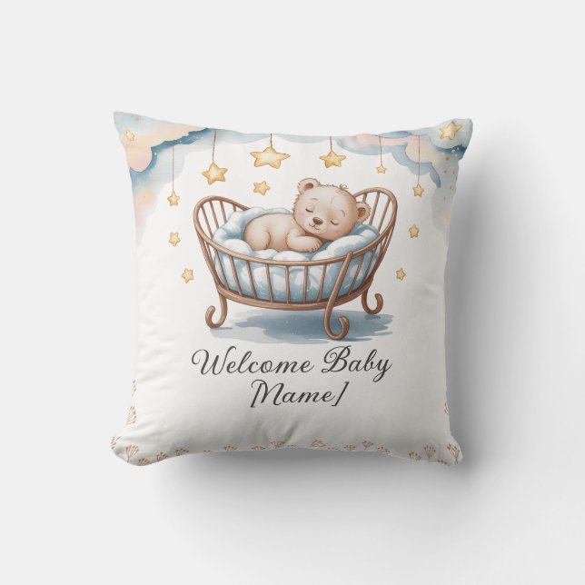 Custom Baby Shower Pillow – Welcome Baby [Name] (Front)