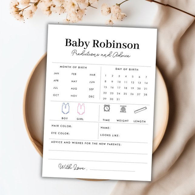 Custom Baby Shower Predictions and Advice Card (Custom Baby Shower Predictions and Advice Card)
