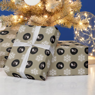 Custom Baby Sonogram Gold Snowflake Holiday  Wrapping Paper