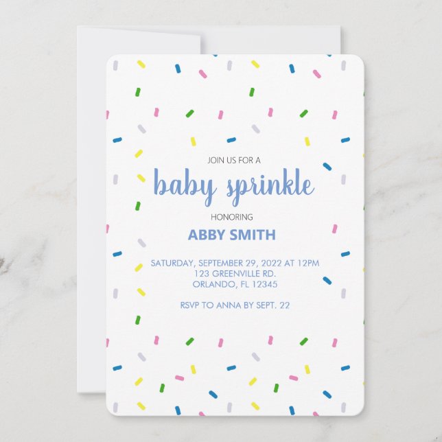 Custom Baby Sprinkle Shower Invitation (Front)