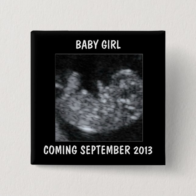 Custom Baby Ultrasound Photo 15 Cm Square Badge (Front)