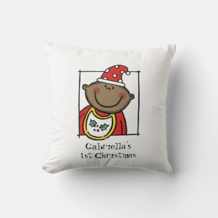 Custom Baby's 1st Christmas Dark Skin Tone Face Cushion