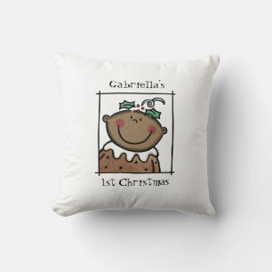 Custom Baby's 1st Christmas Dark Skin Tone Face Cushion