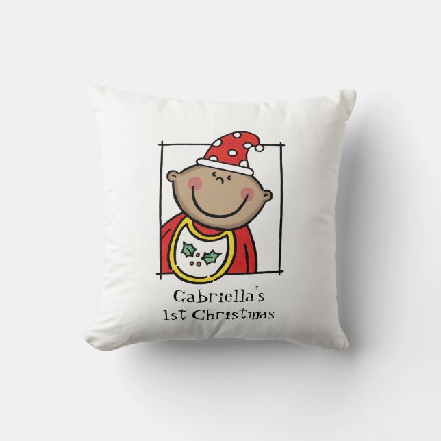 Custom Baby's 1st Christmas Medium Skin Tone Face Cushion (Front)