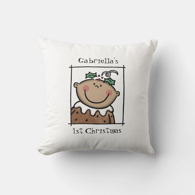 Custom Baby's 1st Christmas Medium Skin Tone Face Cushion (Front)