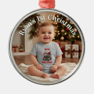 Custom Baby's 1st Christmas Photo Metal Tree Decoration