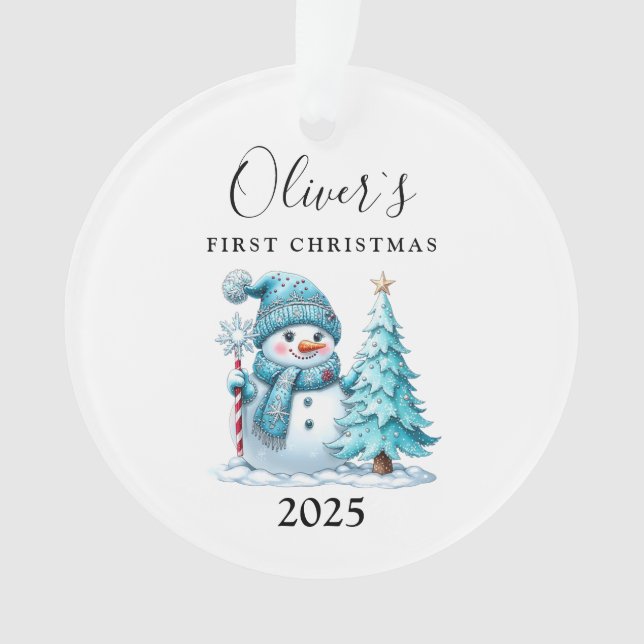 Custom Baby's First Christmas  Acrylic Ornament (Front)
