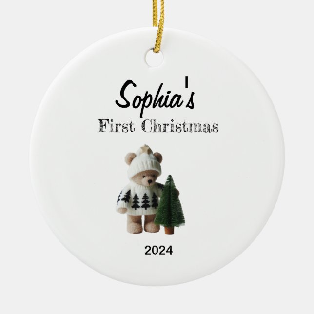 Custom Baby's First Christmas Baubles Ceramic Tree Decoration (Front)