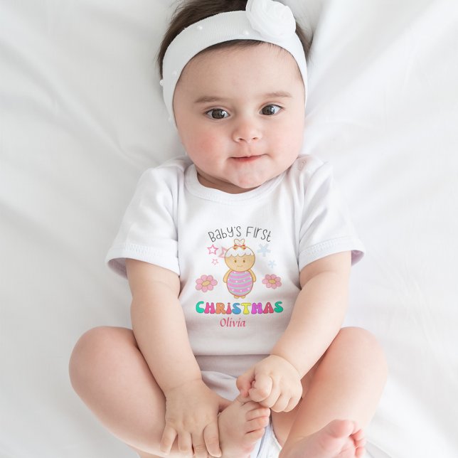 Custom Baby's First Christmas Cute Doll Stars Baby Bodysuit (Creator Uploaded)