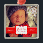 Custom Baby's First Christmas Ornament<br><div class="desc">Custom Photo & Text First Christmas Ornament  by jamiecreates1.</div>