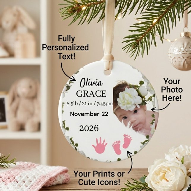 Custom Baby's First Christmas personalised  Ceramic Tree Decoration (Creator Uploaded)