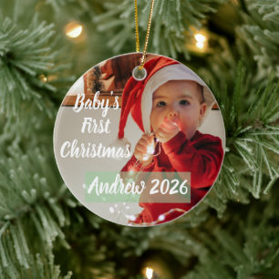 Custom baby's first Christmas Photo Ceramic Tree Decoration