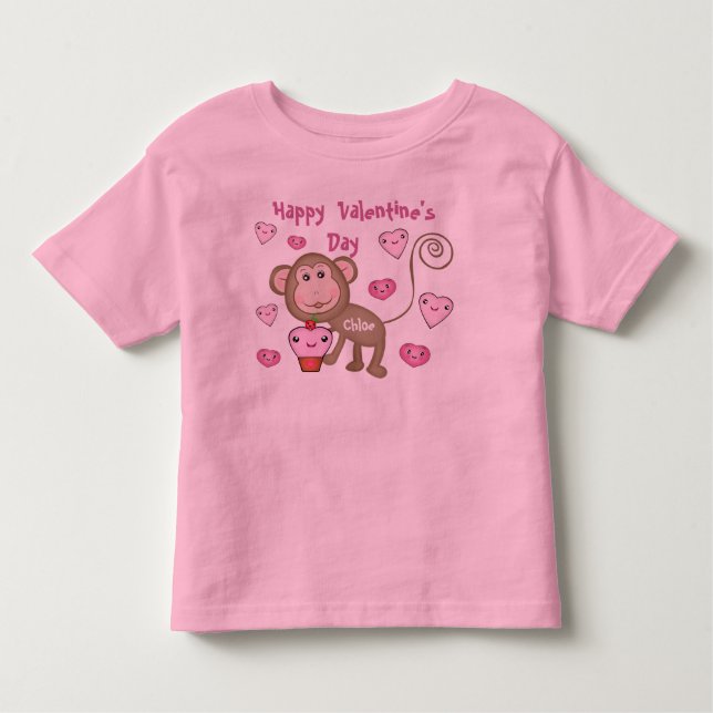 Custom Baby's Valentine's Day Monkey T-Shirt (Front)