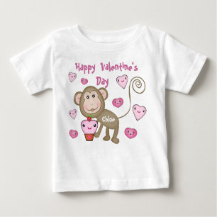 Custom Baby's Valentine's Day Monkey T-Shirt
