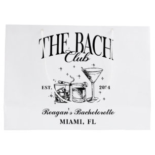 Custom Bach Club Bachelorette Retro Cocktail Black Large Gift Bag