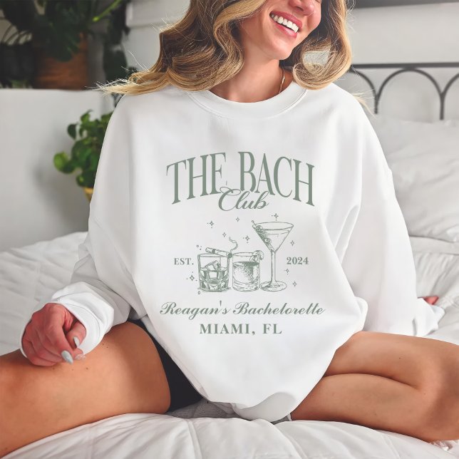 Custom Bach Club Bachelorette Retro Cocktail Green Sweatshirt (Creator Uploaded)