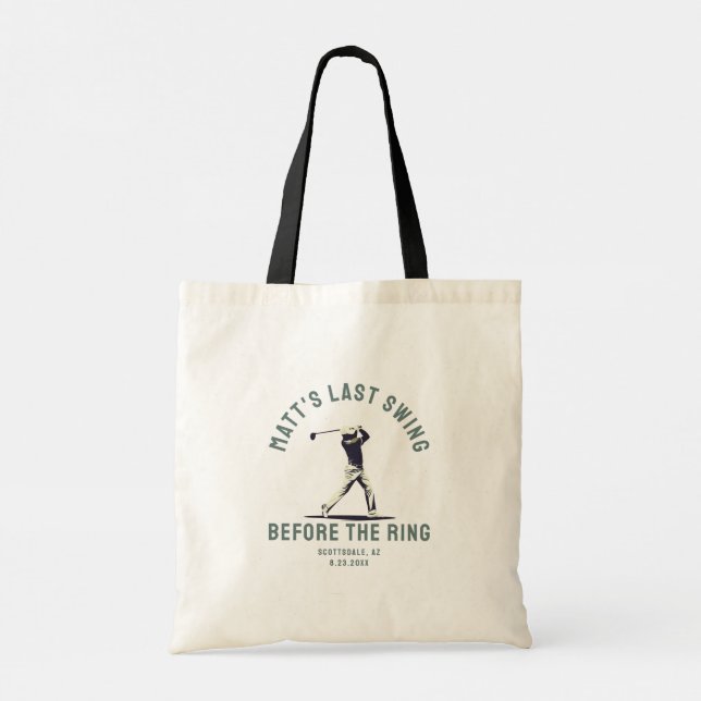 Custom Bachelor Party Favour Golf Trip Groomsmen Tote Bag (Back)