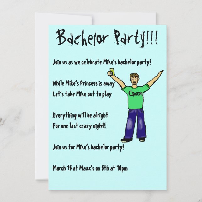 Custom Bachelor Party!!! Invitations (Front)