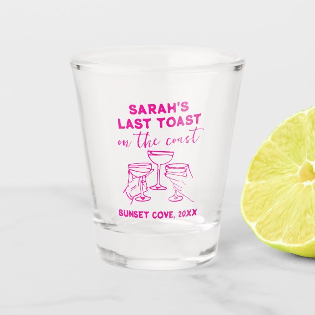 Custom Bachelorette Last Toast on The Coast Party Shot Glass (Front)