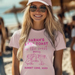 Custom Bachelorette Last Toast on The Coast Party T-Shirt<br><div class="desc">Get beachy vibes with our 'Last Toast on the Coast' custom T-shirt! Perfect for coastal bachelorette parties,  this personalised design makes celebrating the bride-to-be stylish and fun. #BachelorettePartyVibes</div>