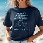 Custom Bachelorette Last Toast on The Coast Party T-Shirt<br><div class="desc">Get beachy vibes with our 'Last Toast on the Coast' custom T-shirt! Perfect for coastal bachelorette parties,  this personalised design makes celebrating the bride-to-be stylish and fun. #BachelorettePartyVibes</div>
