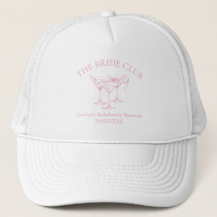 Custom Bachelorette Party Cocktail Club Pink Trucker Hat