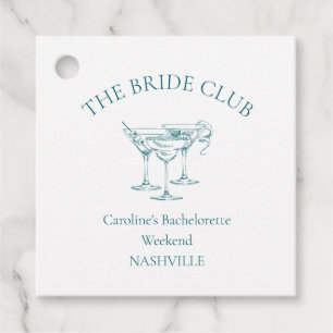 Custom Bachelorette Party Cocktail Social Club Favour Tags