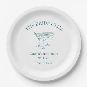 Custom Bachelorette Party Cocktail Social Club Paper Plate