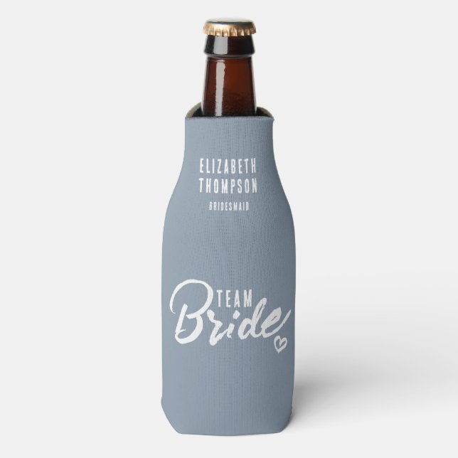  Custom Bachelorette Party Dusty Blue Beer Bottle Cooler (Bottle Front)