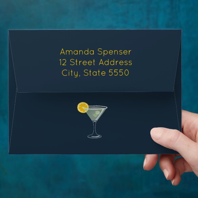 Custom Bachelorette Party Envelope with Margarita (Hand)