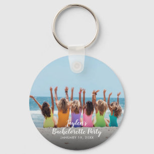 Custom Bachelorette Party Photo Button Key Ring