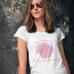 Custom Bachelorette Party Seashell Beach Wedding T-Shirt<br><div class="desc">Pretty pink seashell monogram beach wedding bridal party t-shirts for a destination wedding on a tropical island with cute shells. Order this beautiful monogrammed tee for your bridesmaids and groomsmen to wear to a bachelorette party with your maid of honour.</div>