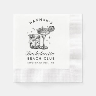 Custom Bachelorette Retro Cocktail Black Napkin