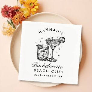 Custom Bachelorette Retro Cocktail Black Napkin