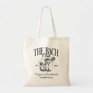 Custom Bachelorette Retro Cocktail Black Tote Bag