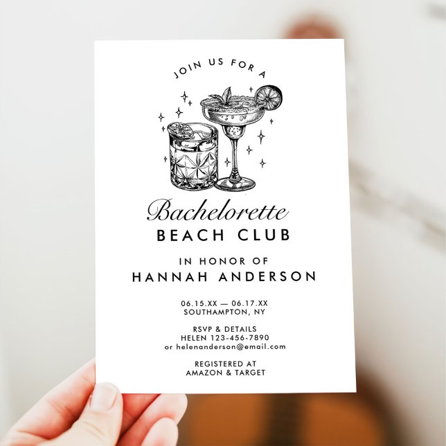 Custom Bachelorette Retro Cocktail Black Weekend Invitation (Creator Uploaded)
