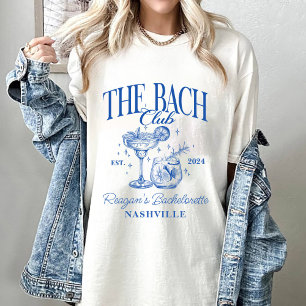Custom Bachelorette Retro Cocktail Blue T-Shirt