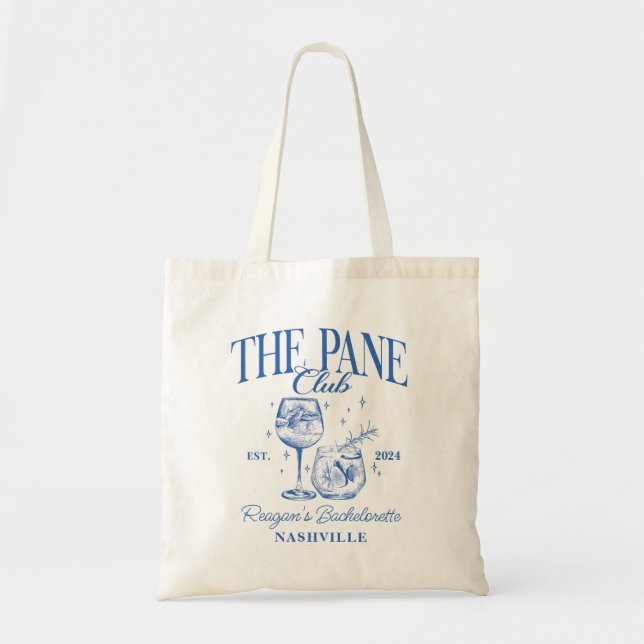 Custom Bachelorette Retro Cocktail Blue Tote Bag (Front)