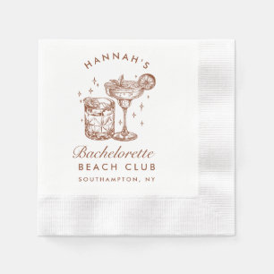 Custom Bachelorette Retro Cocktail Brown Napkin
