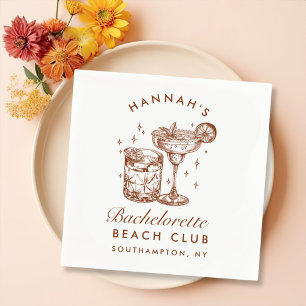 Custom Bachelorette Retro Cocktail Brown Napkin