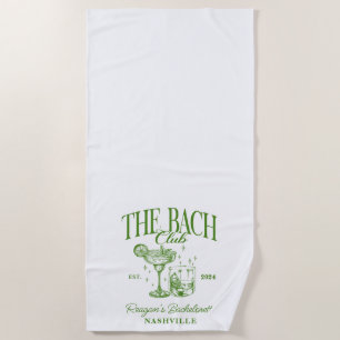 Custom Bachelorette Retro Cocktail Green Beach Towel