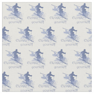 Custom Back Colour Elevate Yourself Ski Quote Blue Fabric
